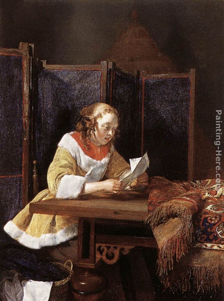 A Lady Reading a Letter painting - Gerard ter Borch A Lady Reading a Letter art painting